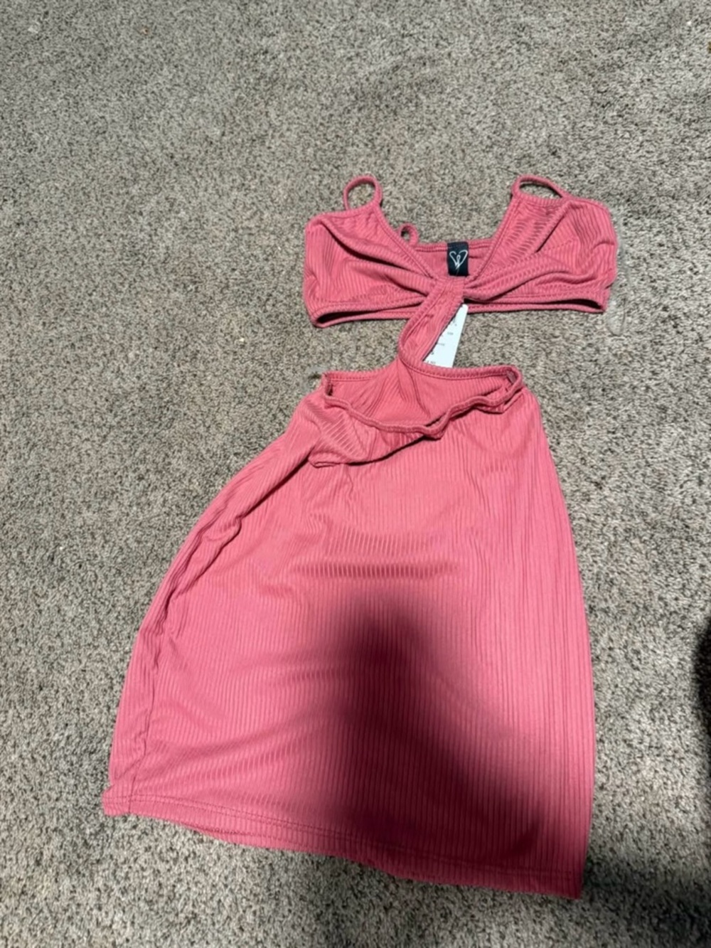 Pink Ribbed Cutout Women's Skirt by Unknown Brand